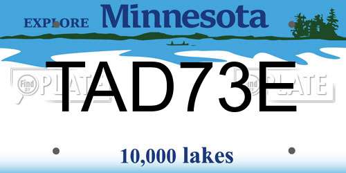 TAD73E Minnesota License Plate