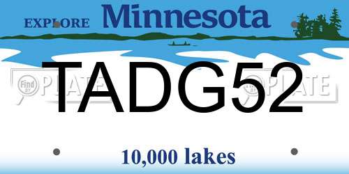 TADG52 Minnesota License Plate