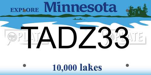 TADZ33 Minnesota License Plate