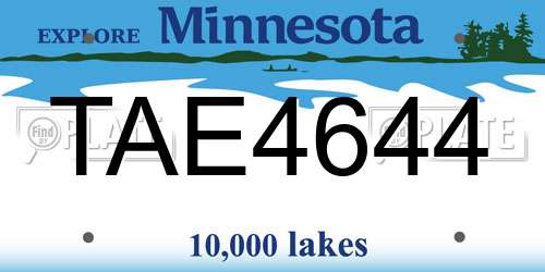 TAE4644 Minnesota License Plate