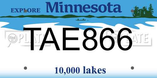 TAE866 Minnesota License Plate