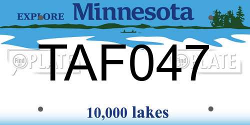 TAF047 Minnesota License Plate