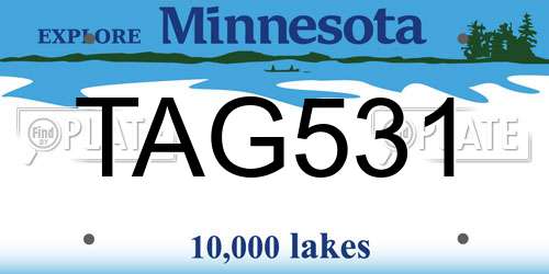 TAG531 Minnesota License Plate