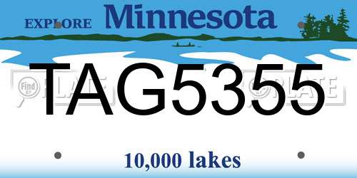 TAG5355 Minnesota License Plate