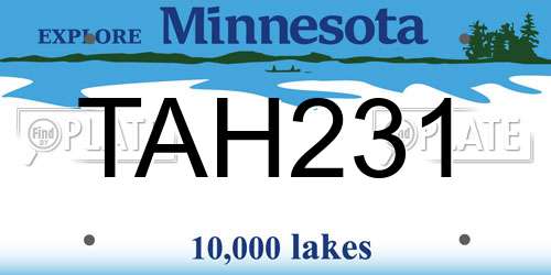 TAH231 Minnesota License Plate
