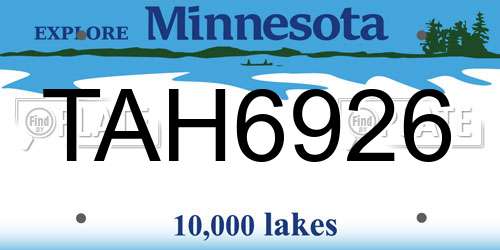 TAH6926 Minnesota License Plate