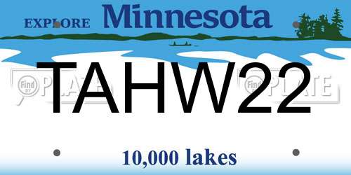 TAHW22 Minnesota License Plate