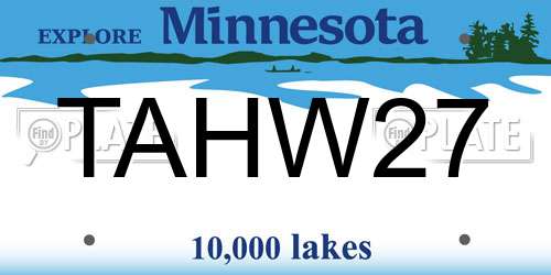 TAHW27 Minnesota License Plate