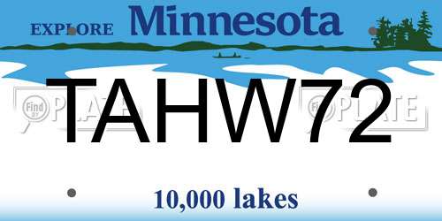 TAHW72 Minnesota License Plate