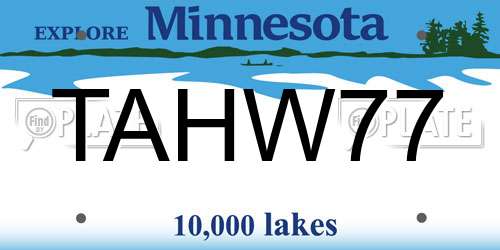 TAHW77 Minnesota License Plate