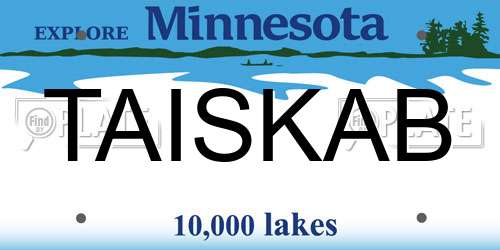 TAISKAB Minnesota License Plate