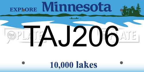 TAJ206 Minnesota License Plate
