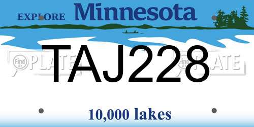 TAJ228 Minnesota License Plate