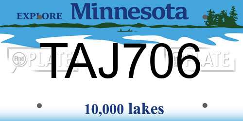 TAJ706 Minnesota License Plate