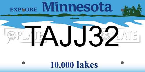 TAJJ32 Minnesota License Plate