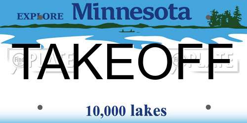 TAKEOFF Minnesota License Plate