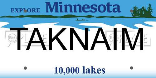 TAKNAIM Minnesota License Plate