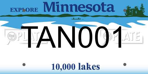 TAN001 Minnesota License Plate