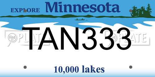 TAN333 Minnesota License Plate