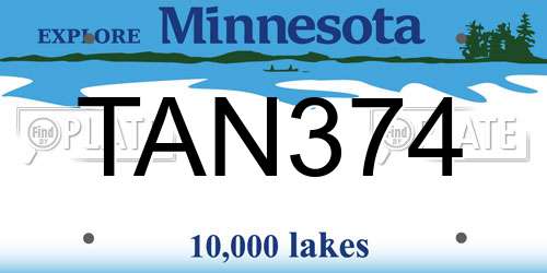 TAN374 Minnesota License Plate