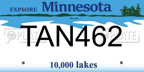 TAN462 Minnesota License Plate