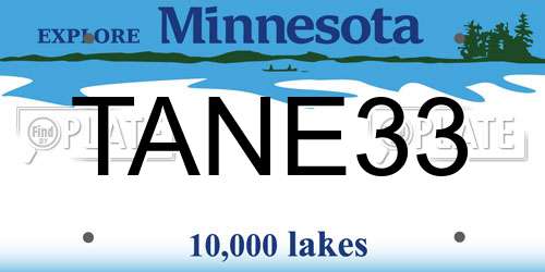 TANE33 Minnesota License Plate