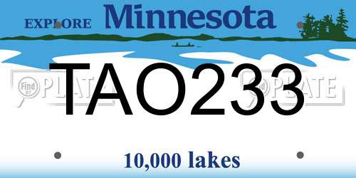 TAO233 Minnesota License Plate