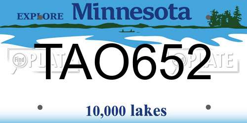 TAO652 Minnesota License Plate