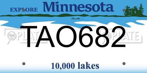 TAO682 Minnesota License Plate