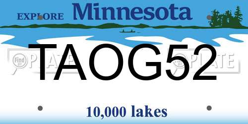 TAOG52 Minnesota License Plate