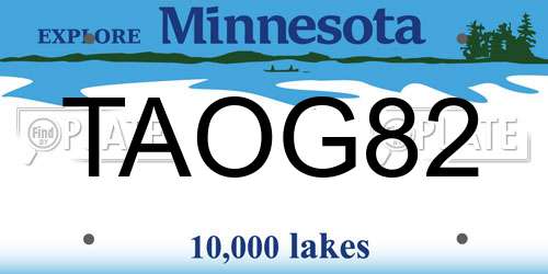 TAOG82 Minnesota License Plate