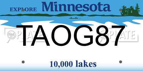 TAOG87 Minnesota License Plate