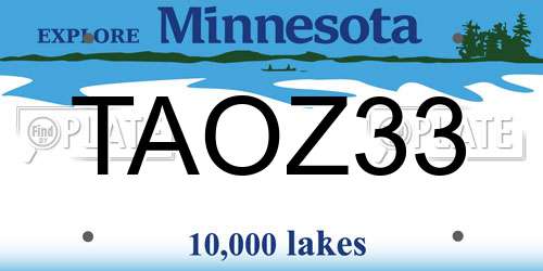 TAOZ33 Minnesota License Plate