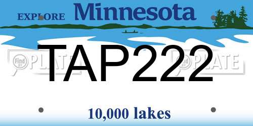 TAP222 Minnesota License Plate