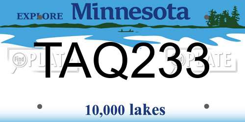 TAQ233 Minnesota License Plate