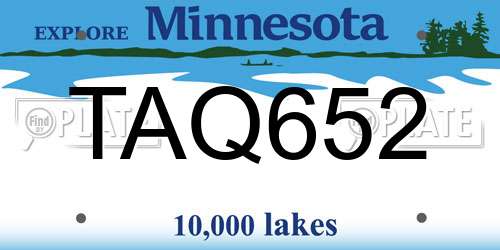 TAQ652 Minnesota License Plate