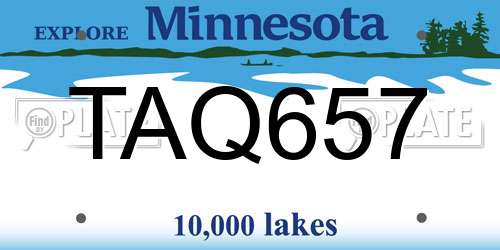 TAQ657 Minnesota License Plate