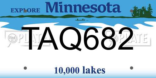 TAQ682 Minnesota License Plate