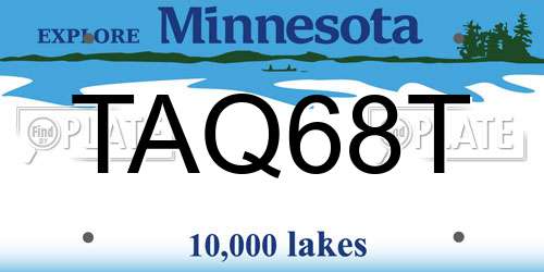 TAQ68T Minnesota License Plate