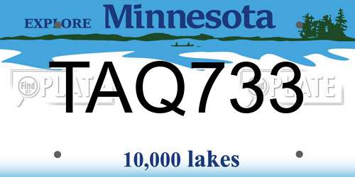 TAQ733 Minnesota License Plate