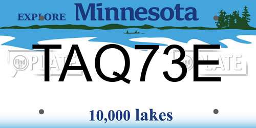 TAQ73E Minnesota License Plate