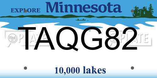 TAQG82 Minnesota License Plate