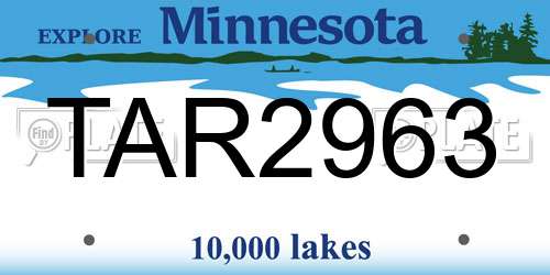 TAR2963 Minnesota License Plate