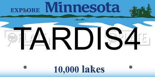 TARDIS4 Minnesota License Plate