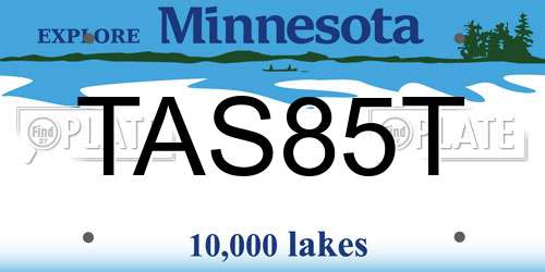 TAS85T Minnesota License Plate