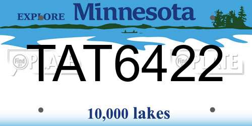 TAT6422 Minnesota License Plate