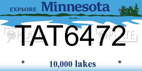 TAT6472 Minnesota License Plate