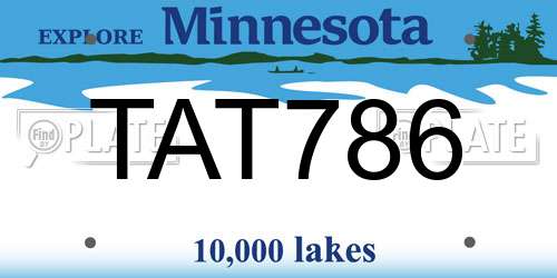TAT786 Minnesota License Plate