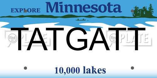 TATGATT Minnesota License Plate