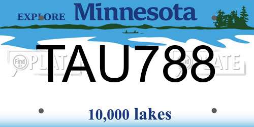 TAU788 Minnesota License Plate